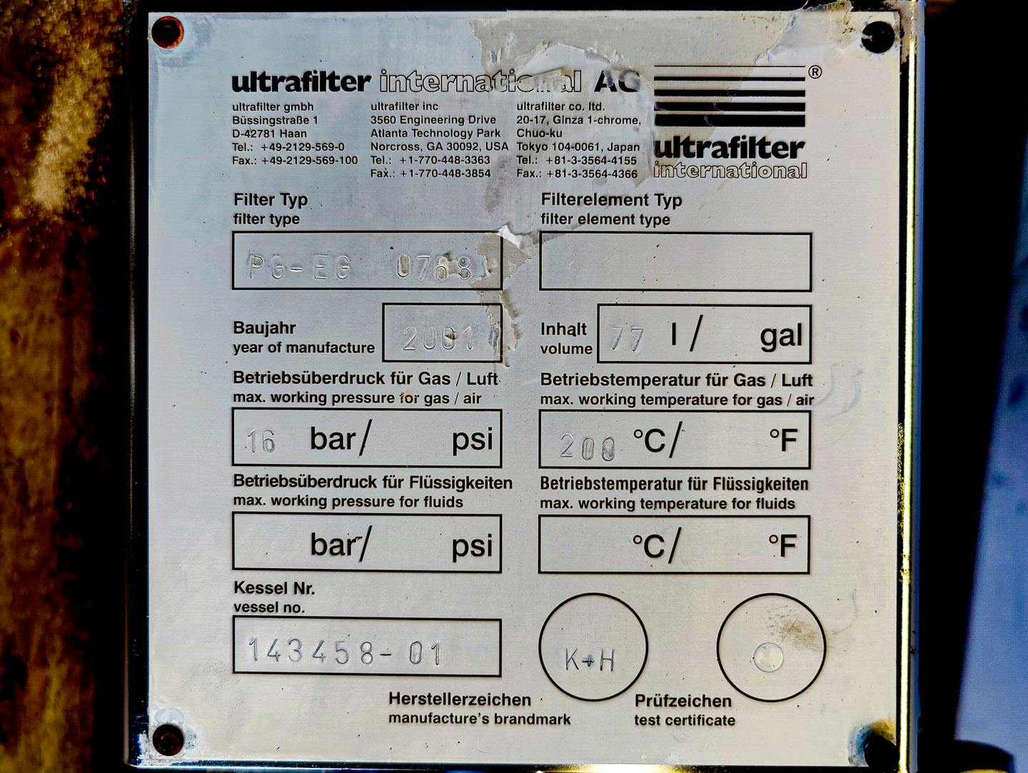 Ultrafilter Gas filter PG-EG 0768 - Svíckový filtr - image 7