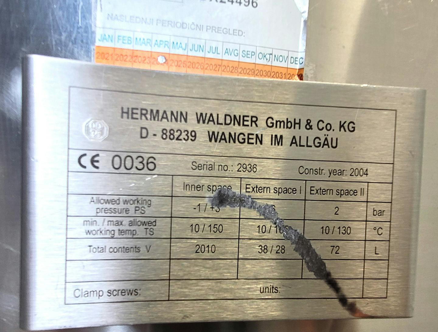 Hermann Waldner 2010L - Reactor de acero inoxidable - image 11